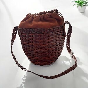 Brown Woven Hobo Bag
